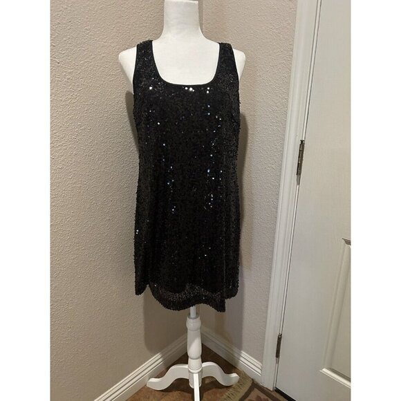 Dressbarn Dresses & Skirts - DB BLACK SEQUIN PARTY/XMAS SHIFT DRESS Size 14 Sequin